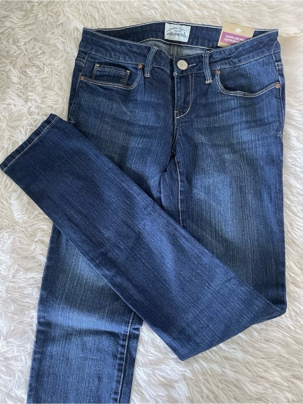 NWT Y2K Aeropostale ASHLEY ULTRA SKINNY Jeans (Super Low Rise) #0645 (Size 1/2)